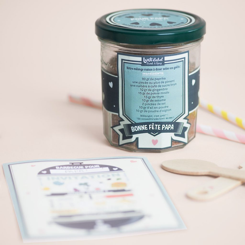 DIY Printable Decorations Pots d'épices et Invitation Barbecue pour la fête des pères