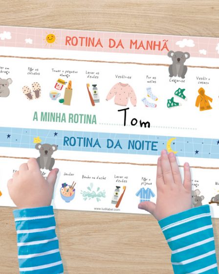 Rotinas da manhā e da noite das crianças para escola