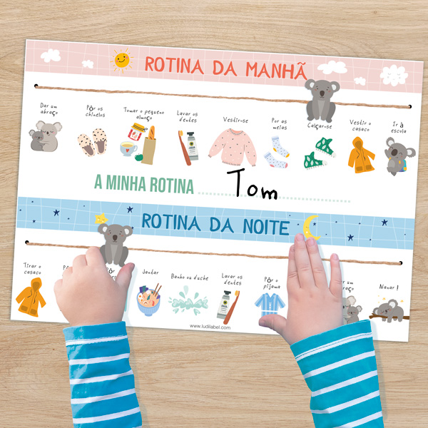 Rotinas da manhā e da noite das crianças para escola