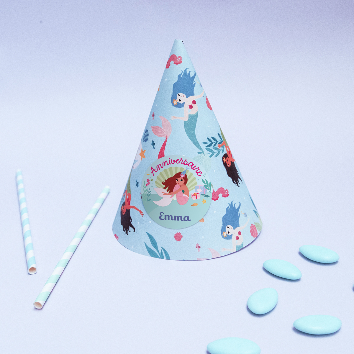 Chapeau pointu gratuit à imprimer pour un anniversaire sirène