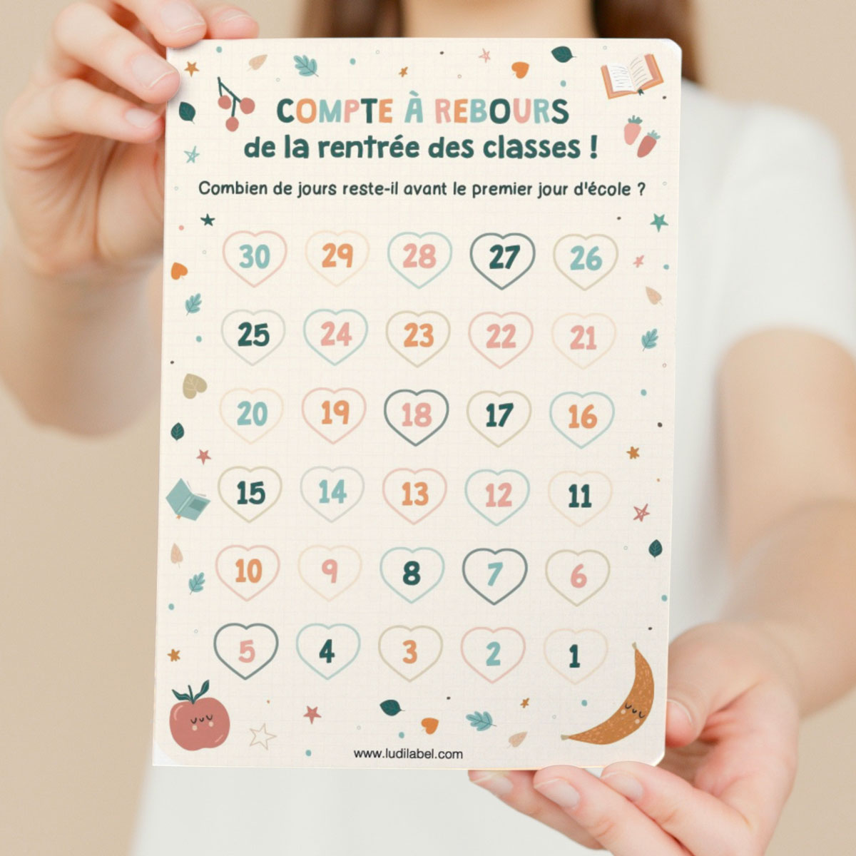 Affiche de compte à rebours de la rentrée des classes