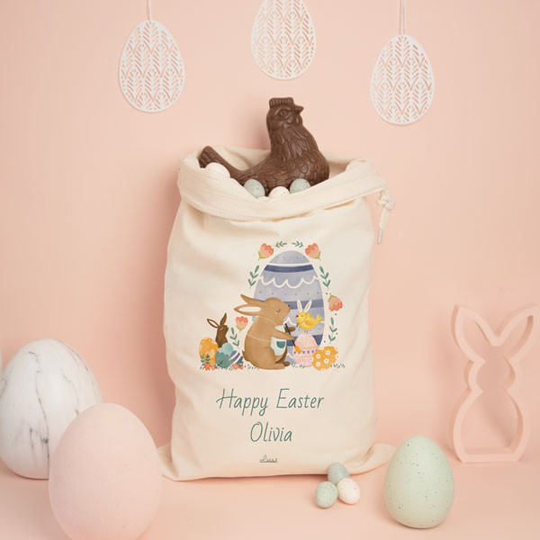 Easter eggs hunt fabric bag