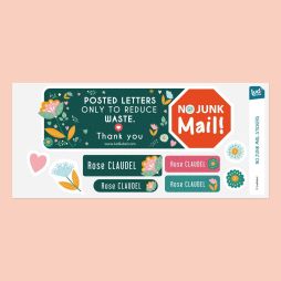 "NO JUNK MAIL" stickers - Floral-Letter box labels €6.99 Ludilabel 1